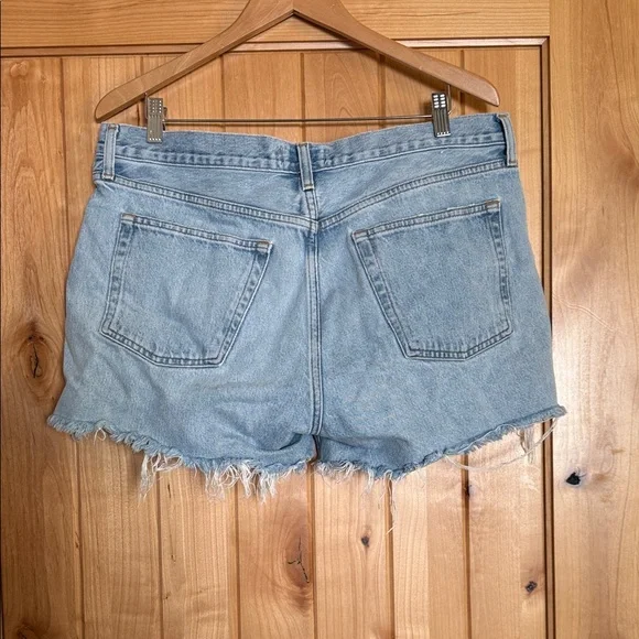 Agolde Parker (long) Light Blue Frayed Denim Shorts (31) - Picture 2 of 3